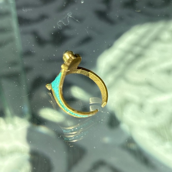 Unique vintage turquoise gold adjustable ring - Picture 3 of 3